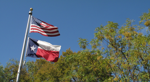 American flag and Texas flag