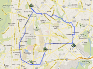 DC Breweries Bike Tour Route
