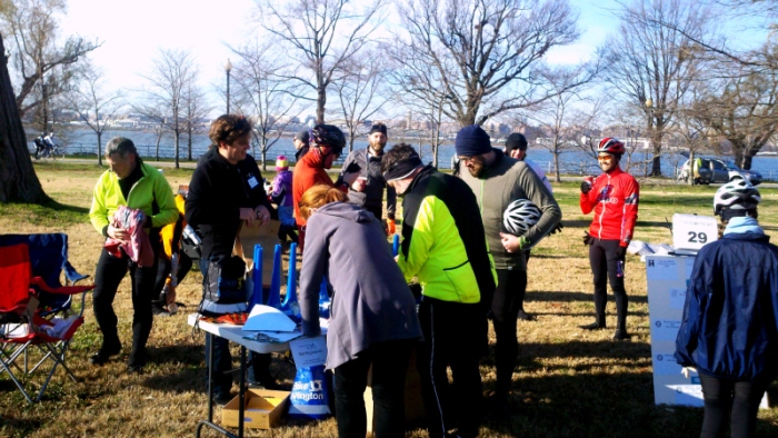 Cyclists gathering for Hains Point 100